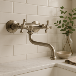 PB Old fashion kitchen faucet Classic C wall tap stainless steel 10.2722