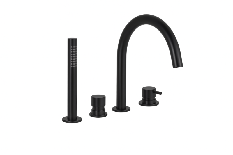 Water Revolution Flow 4-hole Bath Faucet for Bath Rim Mounting Black T138PR