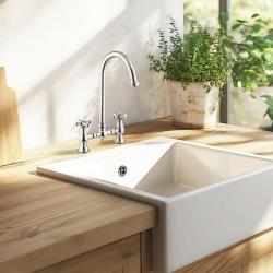 PB Old fashion Bridge kitchen faucet Chrome round spout with star knobs PBN.CHR.R.ST