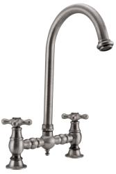 PB Old fashion Bridge kitchen faucet stainless steel round spout with star knobs PBN.RVS.R.ST