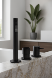 Deck mounted bathtub mixer with 2 exits diverter without spout, black T138SBPR