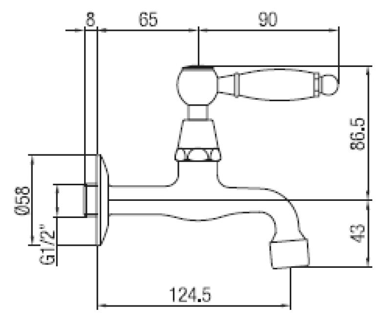 PB Classic wall washbasin tap with white lever cold water chrome 1208853472