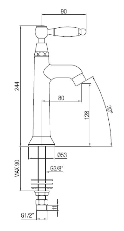 PB classic washbasin tap with white lever cold water with chrome 1208853732