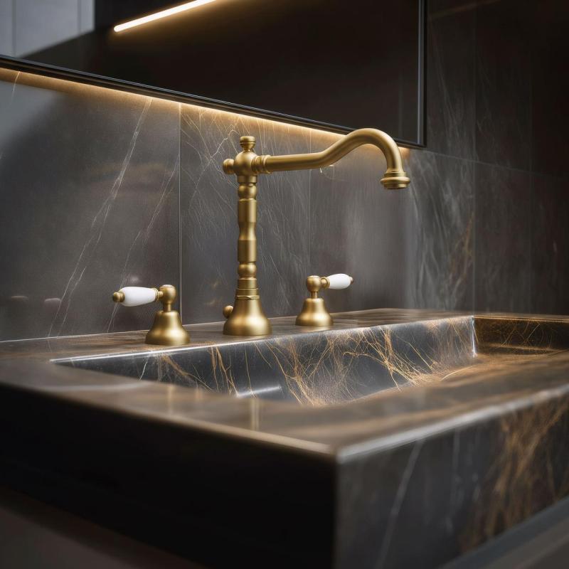 PB classic tap 3 hole sink faucet White levers Bronze 1208854272