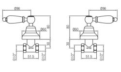 PB classic tap built-in shower set with white levers Chrome 1208854562