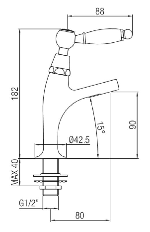 PB classic washbasin tap with white lever cold water small model stainless steel 1208854912