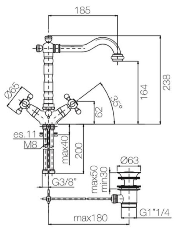 PB classic sink faucet with star handles spout 18.5 cm Bronze 1208854962