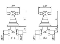 PB classic tap built-in shower set with star handles stainless steel 1208855352