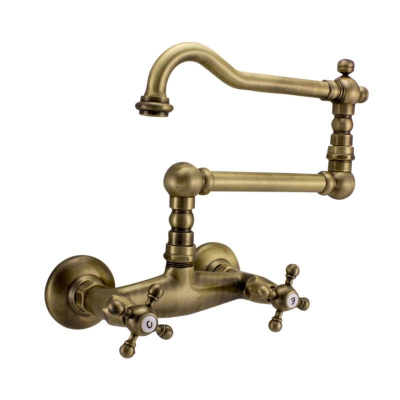 PB classic surface mounted wall tap with star knobs and long swivel spout Bronze 1208855452