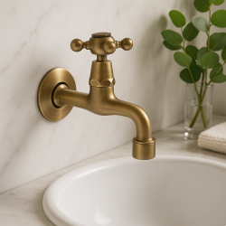 PB Classic wall washbasin tap with star handle cold water bronze 1208855602