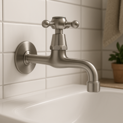 PB Classic wall washbasin tap with star handle cold water stainless steel 1208855612