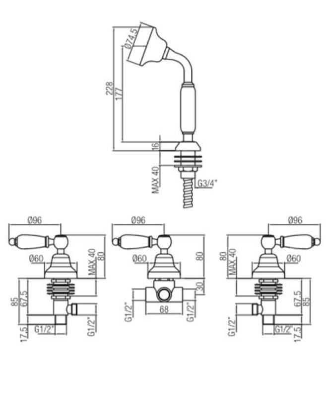 PB Classic 4-hole bath valve set with white lever bath filler combination stainless steel 1208855822