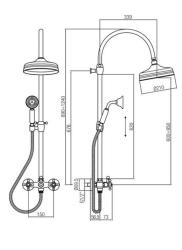 PB classic Shower set surface-mounted star knobs with rain shower telescopic shower column chrome 1208855922
