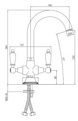 PB classic kitchen tap with White handles Bronze 1208910892