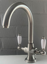 PB classic kitchen tap with White handles stainless steel 1208910902