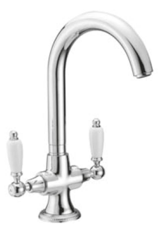 PB classic kitchen tap with White handles stainless steel 1208910902