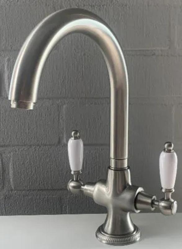 PB classic kitchen tap with White handles stainless steel 1208910902