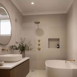 Waterevolution Flow built-in shower thermostat with 2 stop valves, brushed brass 1208916452