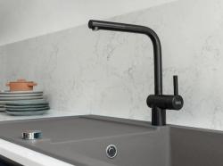 Franke brushed black kitchen tap Atlas Neo with extendable spout 115.0666.436