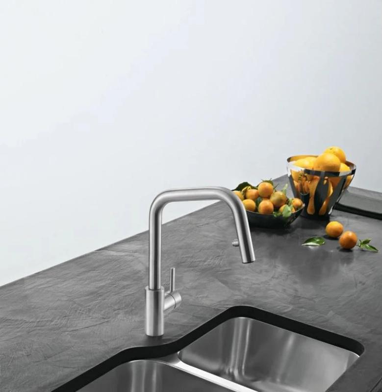 Franke Kitchen tap Kubus pull-out hand shower stainless steel 115.0529.207