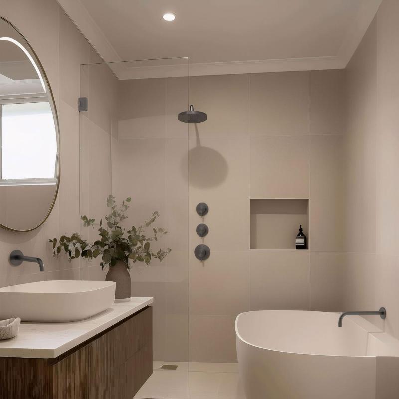 Waterevolution Flow Built-in Shower Thermostat with 2 shut-off valves gun metal 1208948847