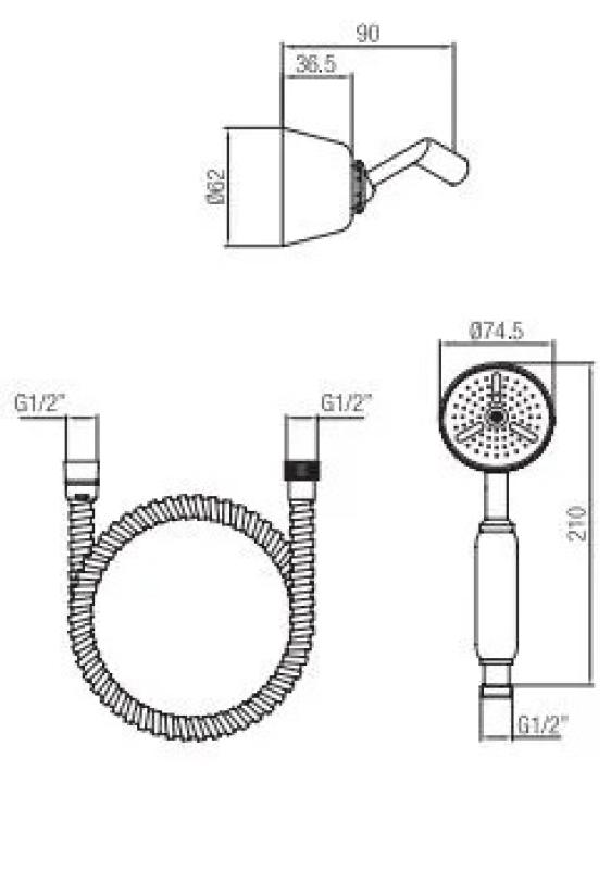 PB Classic hand shower set with hanging hook chrome 1208952418