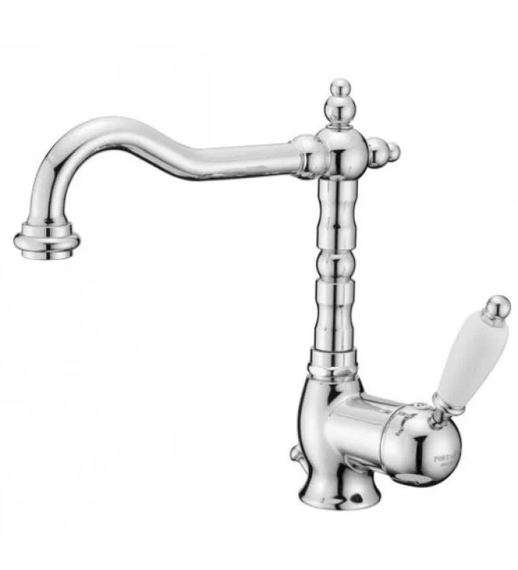 PB Nostalgic Single lever sink faucet with swivel spout 190 mm - with drain set chrome