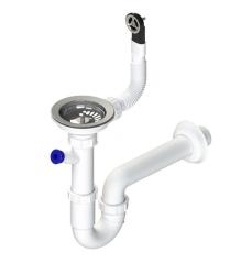 GraniteMy Drainage set stainless steel with round overflow including siphon for single sink 1208952965