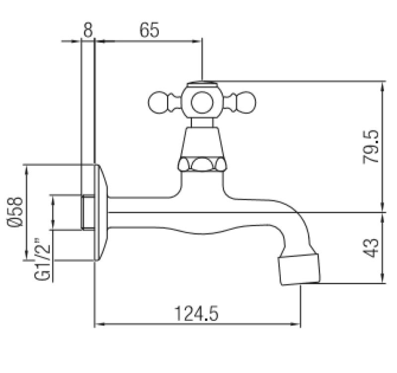 PB Classic wall washbasin tap with star handle cold water matt black 1208952981