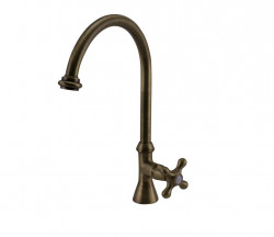 PB Classic washbasin tap with star handle cold water with high round spout bronze 1208953275