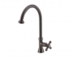PB Classic washbasin tap with star handle cold water with high round spout stainless steel 1208953276