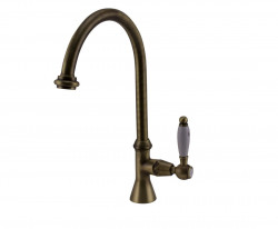 PB Classic washbasin tap with white lever cold water with high round spout bronze 1208953278