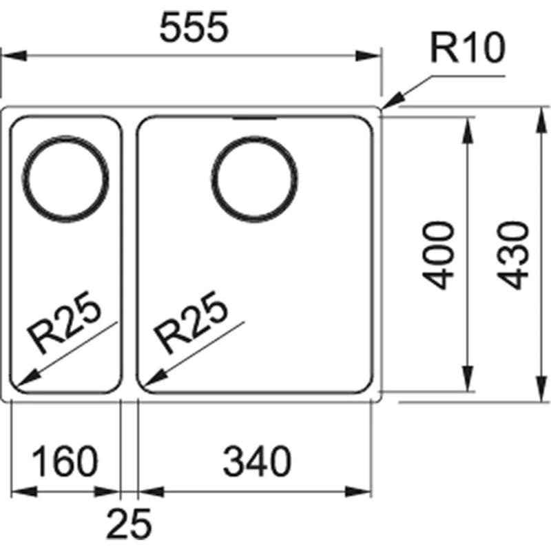 Franke Mythos MYX 160.34.16 BR one and a half stainless steel sink undermount 16+34cm 122.0607.062