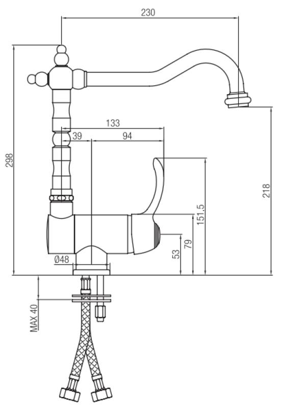 PB Vintage Nostalgic kitchen tap window tap foldable chrome 1208953755
