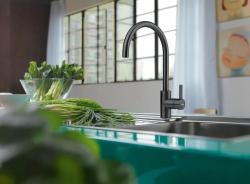 Franke Kitchen tap Eos Neo swivel spout brushed black 115.0666.437