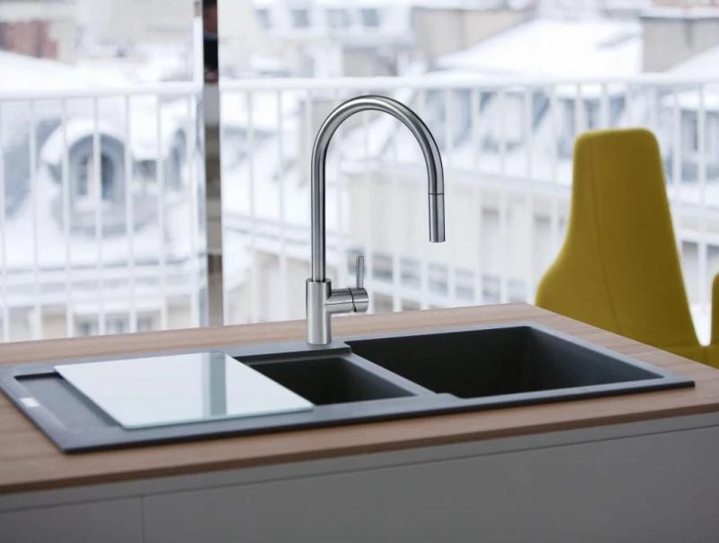 Franke Kitchen tap Eos Neo with spout pull-out spray head completely stainless steel 115.0638.862