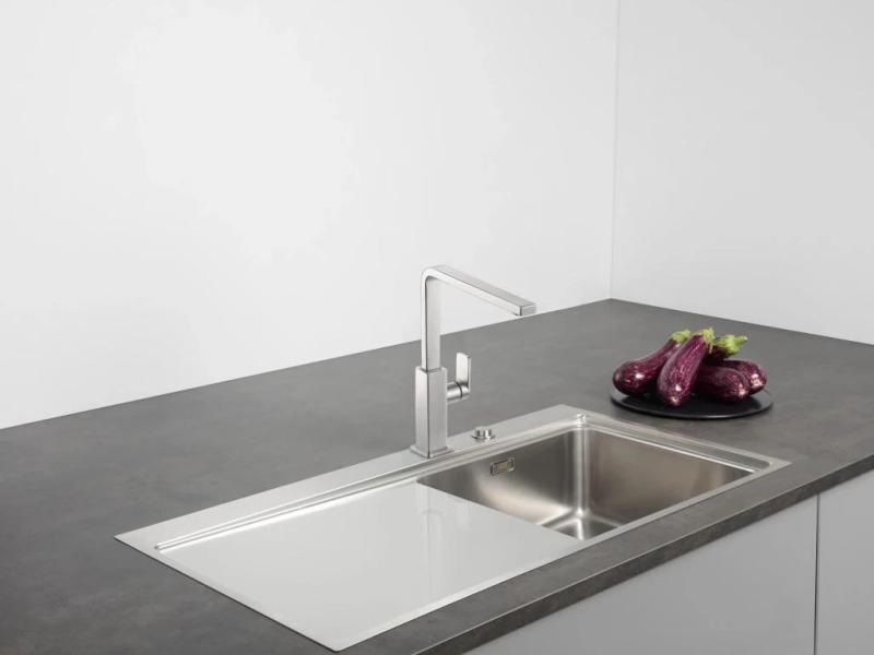 Franke solid stainless steel kitchen tap Mythos with swivel spout stainless steel 115.0547.852