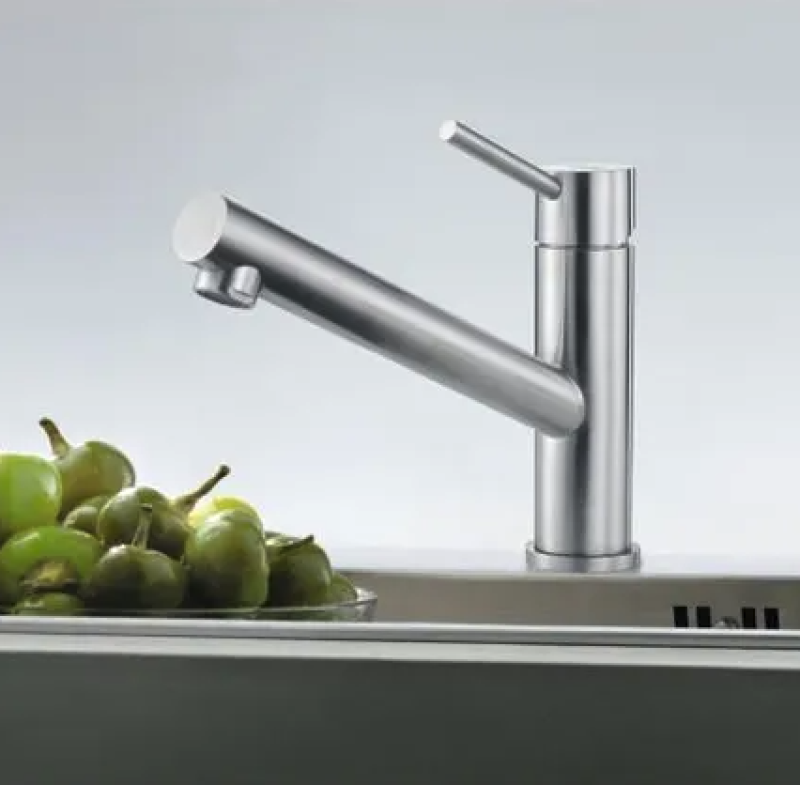 Franke Orbit solid stainless steel low kitchen tap with swivel spout stainless steel 115.0569.290