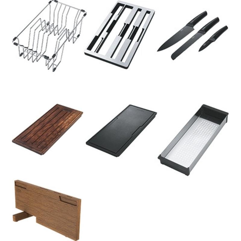 Franke Box Center BWX220-54-27 stainless steel sink left with chopping board knife set and wire basket 86x51cm 127.0570.617