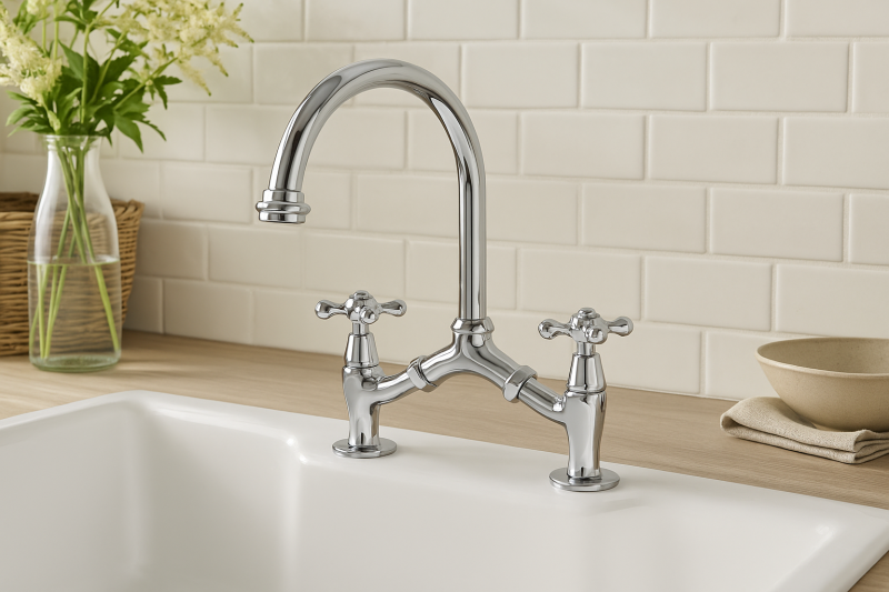 PB classic Nostalgic classic kitchen tap Chrome with variable center distance 2 holes 18-25cm 1208954351