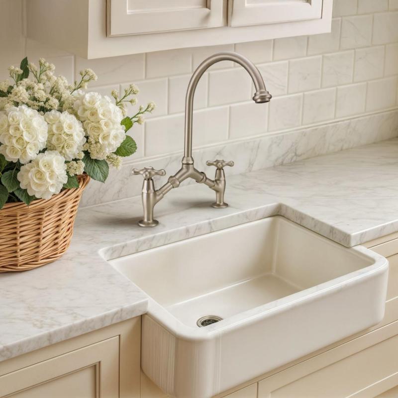 PB classic Nostalgic classic kitchen tap stainless steel with variable center distance 2 holes 18-25cm 1208954353