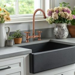 PB Nostalgic Bridge kitchen tap copper round spout with star knobs 1208954670