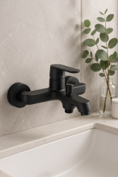 Aquadesign Tours surface-mounted bath mixer tap in matte black