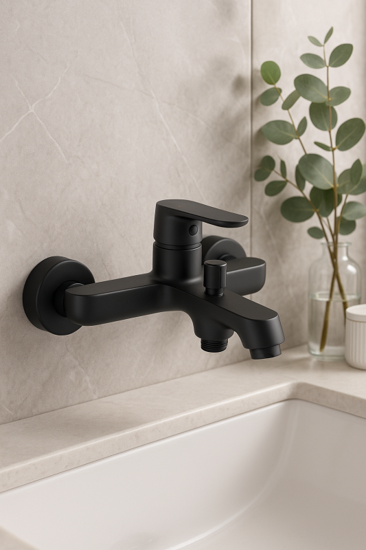 Aquadesign Tours surface-mounted bath mixer tap in matte black