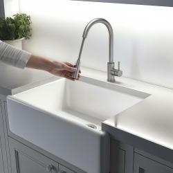 Quadri Leeds kitchen mixer tap with pull-out shower with 2 settings brushed steel 1208955909
