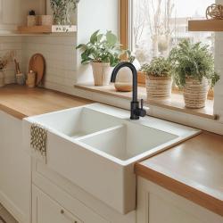 Quadri Coventry kitchen mixer tap matt black with swivel spout 1208956030