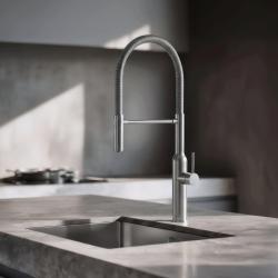 Quadri Stamford high kitchen mixer with flexible spout stainless steel 1208956080