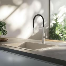 Quadri Retford kitchen mixer stainless steel with flexible spout black 1208956089