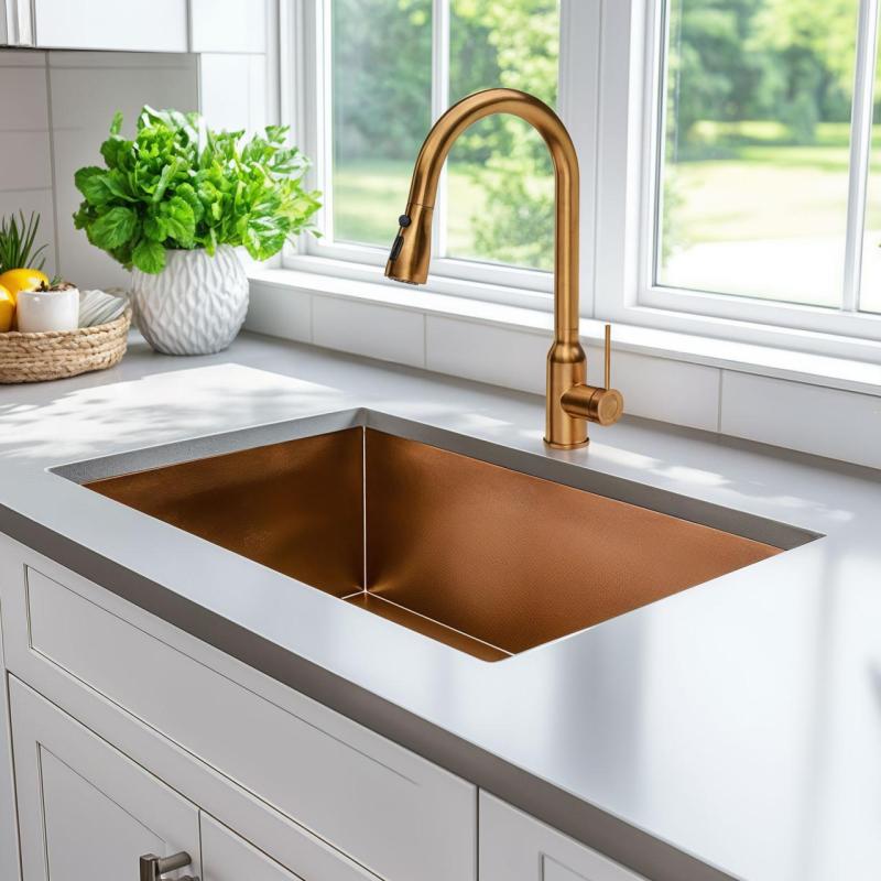 Quadri Stamford kitchen mixer copper with removable spout and spray setting 1208956094