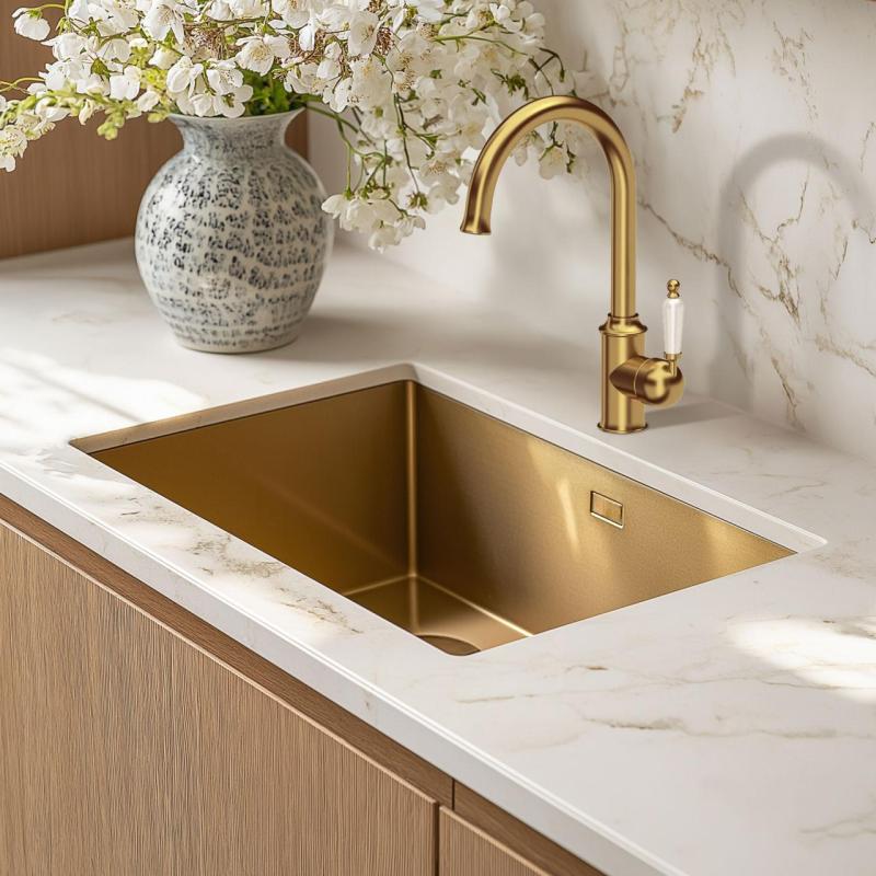 Quadri Workshop Classic Nostalgic Gold PVD Kitchen Faucet with Ceramic Handle 1208956102